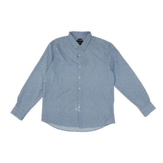 Blue Geometric Long Sleeve Button Down