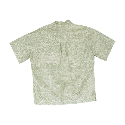 Green Print Short Sleeve Button Down
