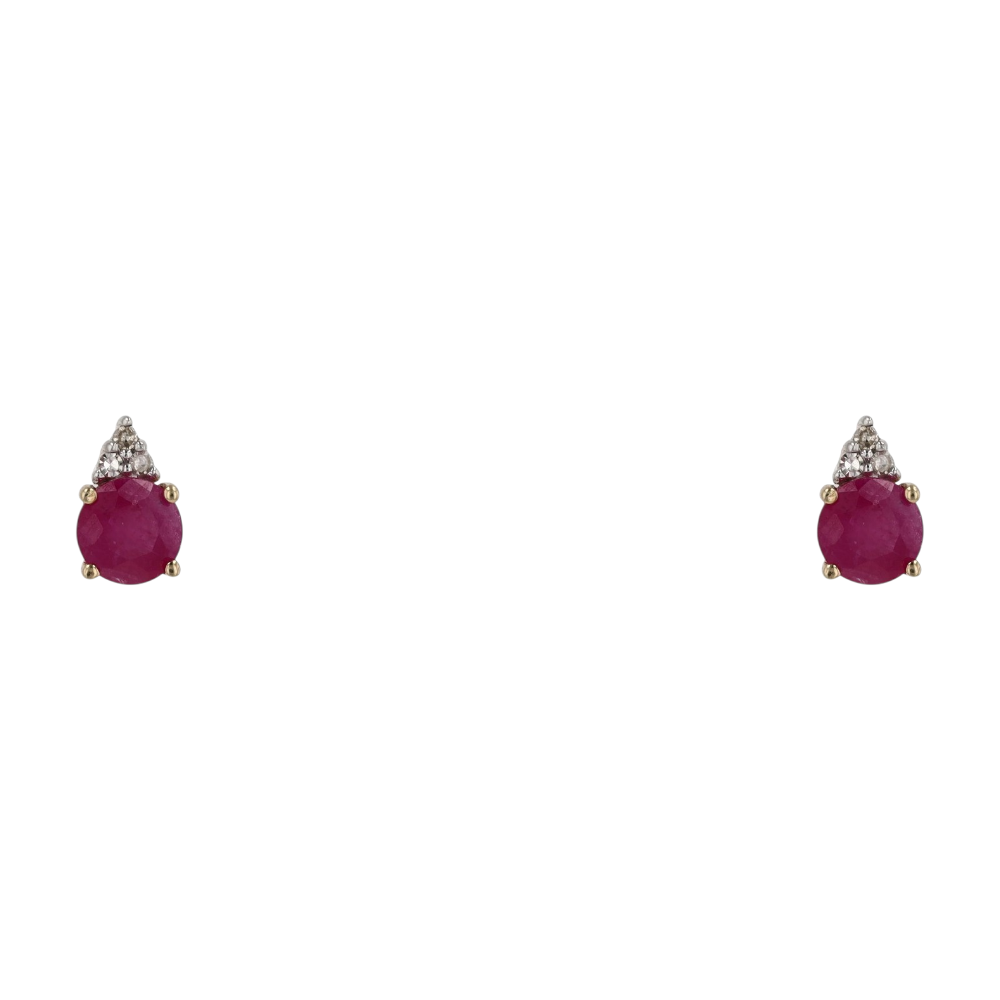 14K Yellow Gold Ruby Stud Earrings