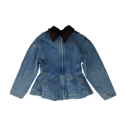 Blue Solid Denim Jacket