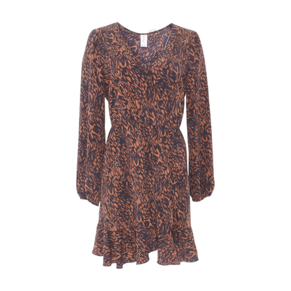 Brown Abstract Midi Dress