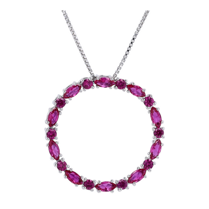 Sterling Silver Synthetic Ruby Pendant Necklace