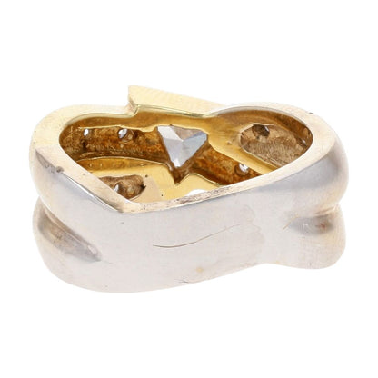 5/8 Ct 18K Gold Trillion Diamond Center With Round Diamond Accents Band