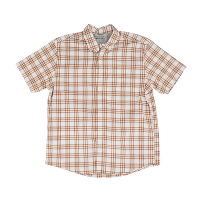 Orange Plaid Short Sleeve Button Down