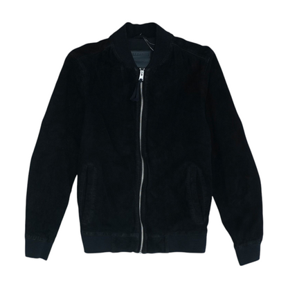 Black Solid Leather Jacket