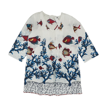 White Graphic Blouse