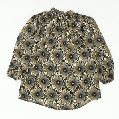 Tan Geometric 3/4 Sleeve Blouse