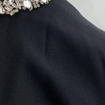 Black Embellished Silk Georgette Cape Top