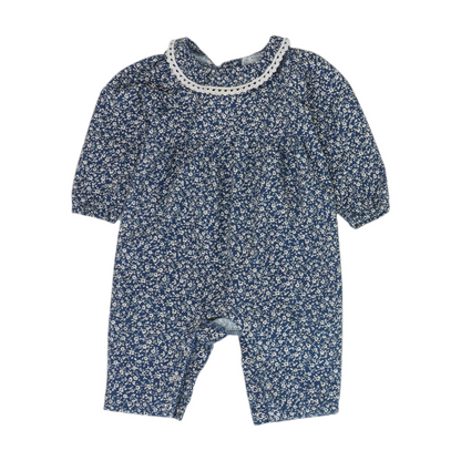 Blue Floral Long Sleeve One-Piece