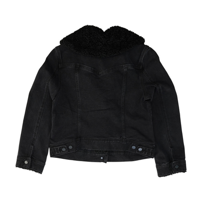 Black Solid Denim Jacket