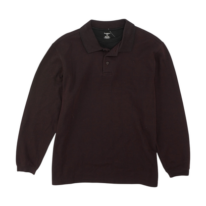 Maroon Solid Long Sleeve Polo