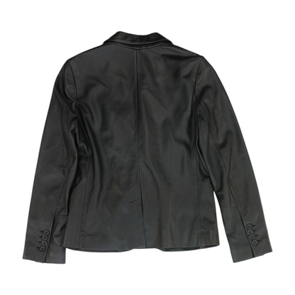 Black Solid Leather Jacket