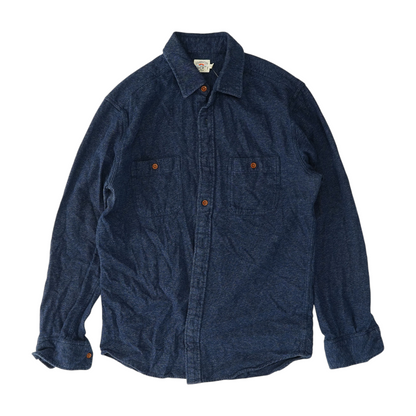 Blue Solid Long Sleeve Button Down