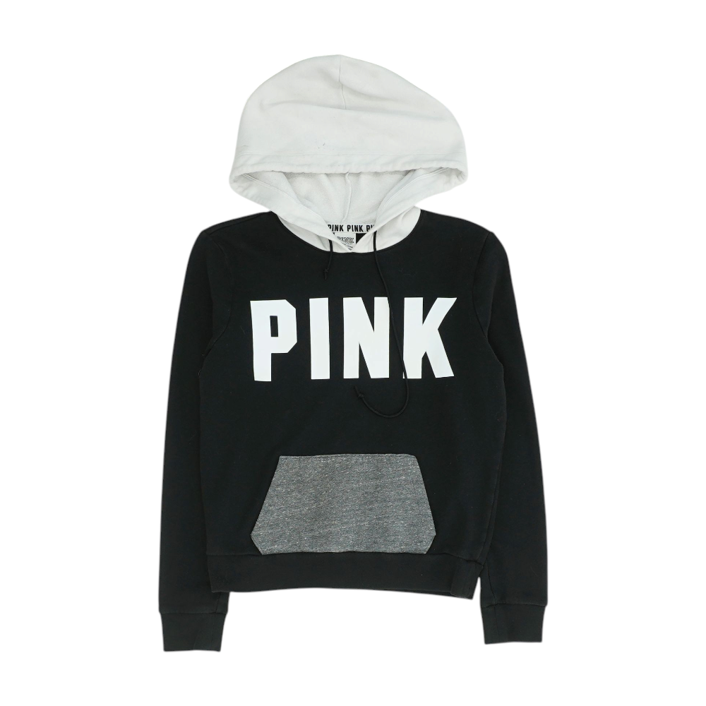 PINK Victoria's Secret Black Color Block Hoodie Pullover – Image 1