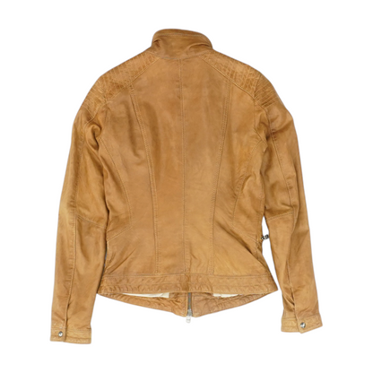 Brown Solid Leather Jacket