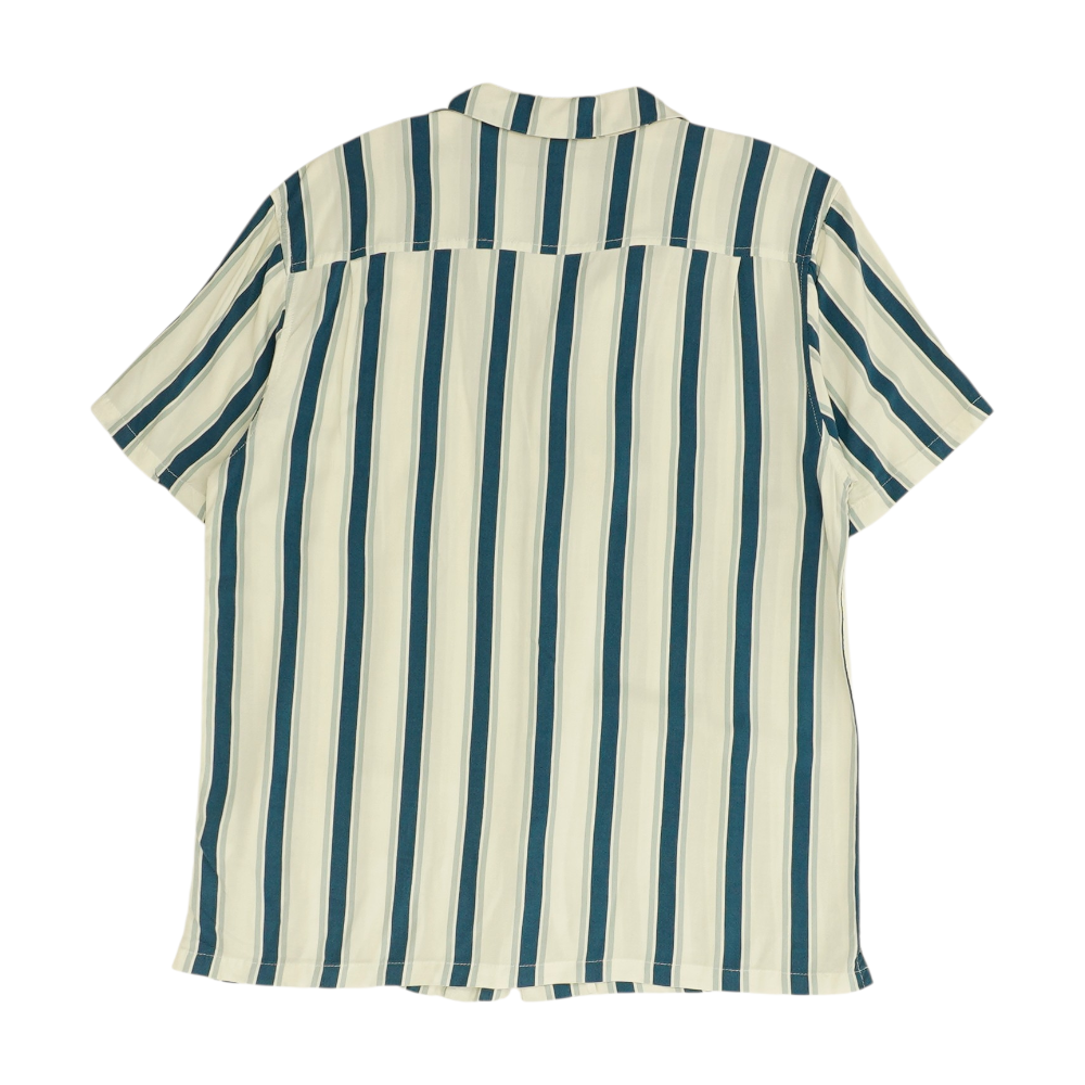 Ivory Striped Short Sleeve Button Down
