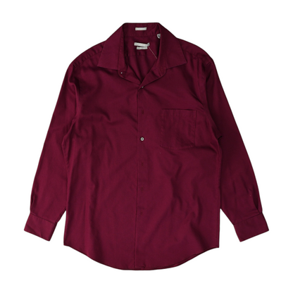 Burgundy Solid Long Sleeve Button Down