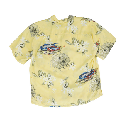 Vintage Yellow 2003 Fish-Printed Limited Edition Short Sleeve Button Down