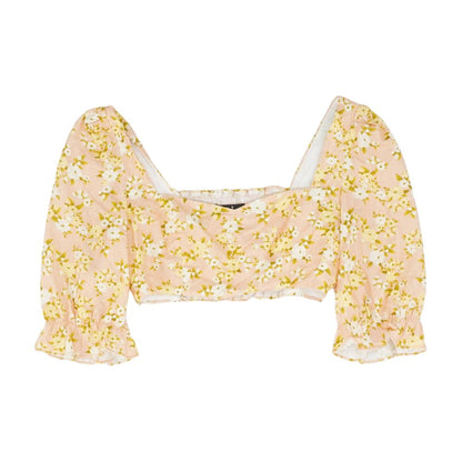 Peach Floral 3/4 Sleeve Blouse
