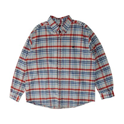 White Plaid Long Sleeve Button Down