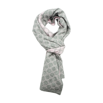 Reversible Monogram Scarf in Pink and Gray