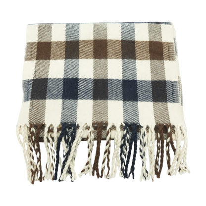 Brown Plaid Wool Scarf