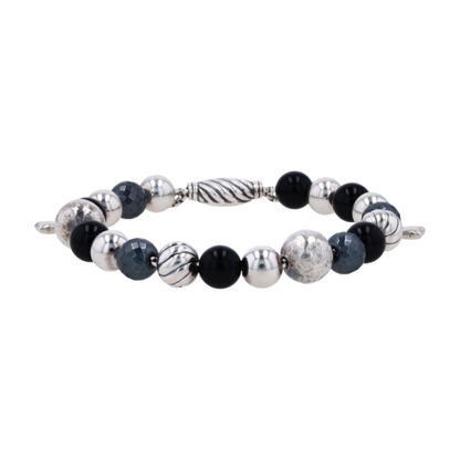 Sterling Silver Hematite Beaded Bracelet