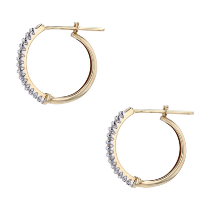 3/8 ctw 10K Two-Tone Gold Diamond Hoop Earrings