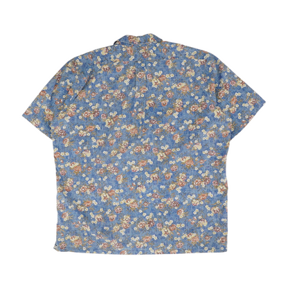 Blue Floral Short Sleeve Button Down