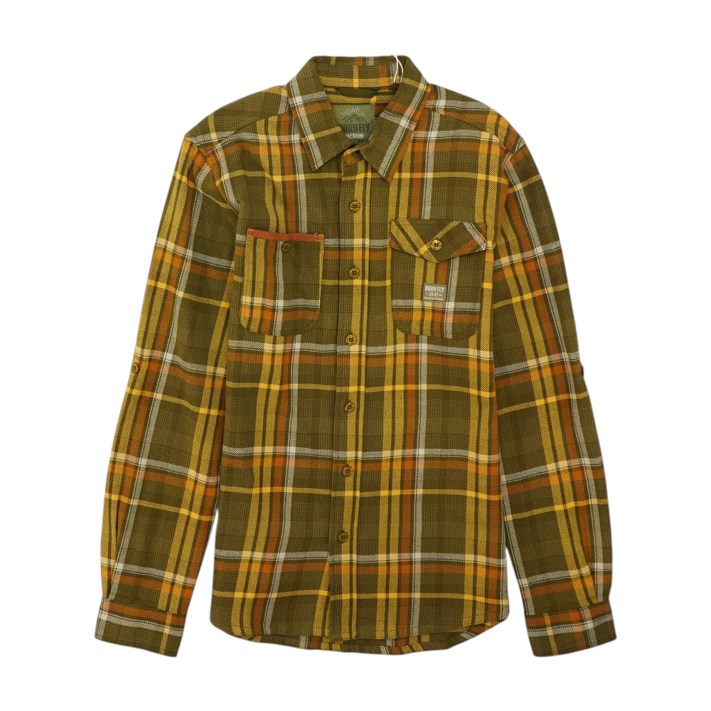 Olive Plaid Flannel Button Down