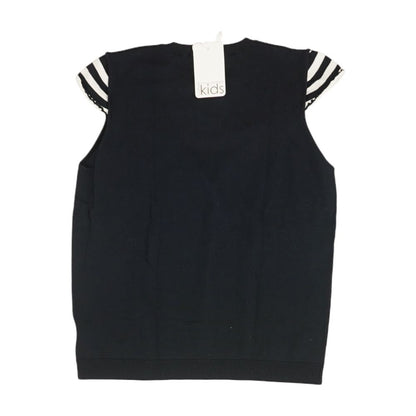 Navy Solid Crewneck Knit Top