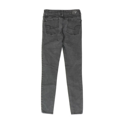 Black Solid High Rise Straight Leg Jeans