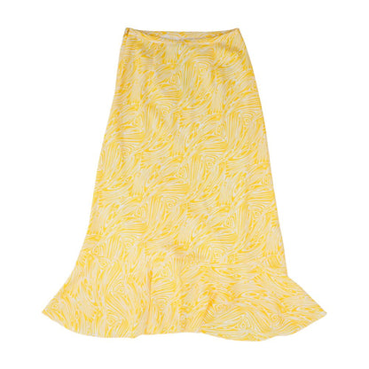 Yellow Geometric Midi Skirt