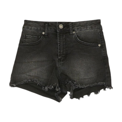 Black Solid Denim Shorts