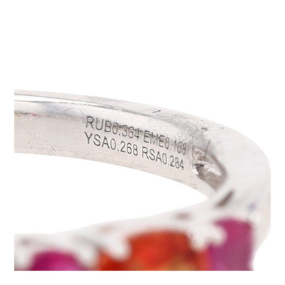 14K White Gold Multi Gem Band Ring