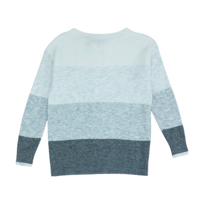 Gray Petite Color Block Pullover Sweater