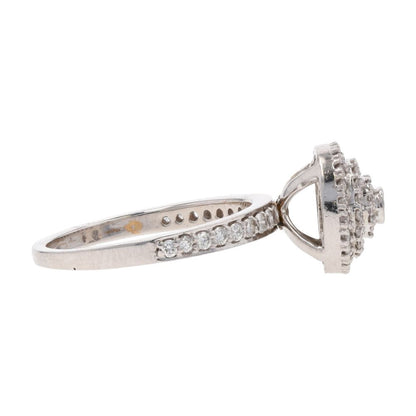 14K White Gold Diamond Triple Halo And Shank Engagement Ring