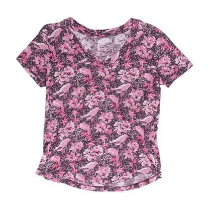 Mauve Floral V Neck T-Shirt