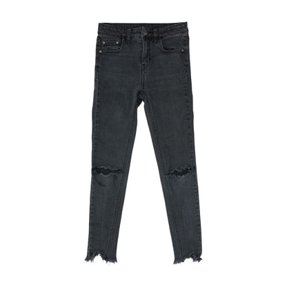 Black Solid High Rise Skinny Leg Jeans