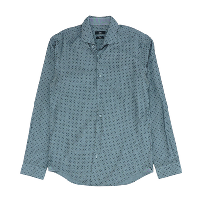Gray Polka Dot Long Sleeve Button Down