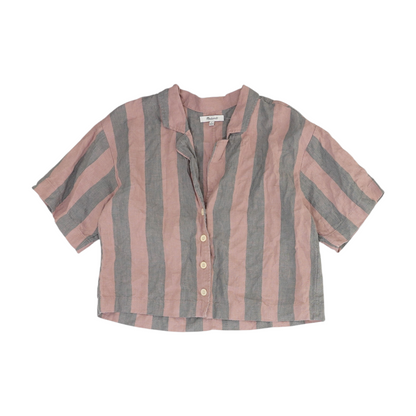 Pink Striped Cropped Blouse