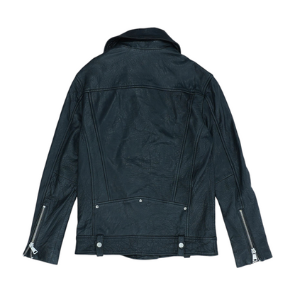 Black Solid Leather Jacket