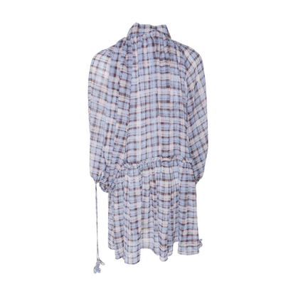 Blue Plaid Midi Dress