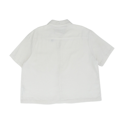 White Solid Short Sleeve Button Down
