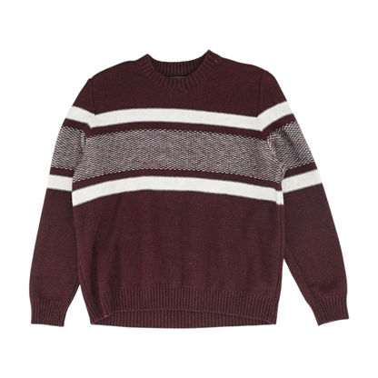 Maroon Striped Pullover Sweater