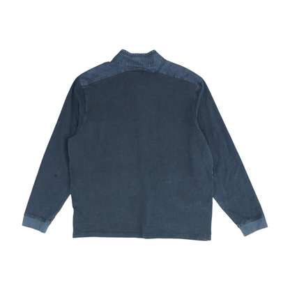 Gray Solid Long Sleeve Polo