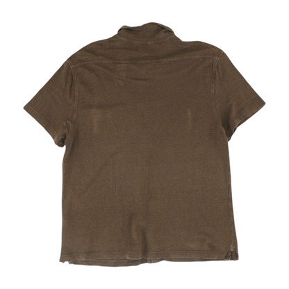 Brown Solid Short Sleeve Button Down