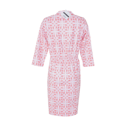 Coral Abstract Midi Dress