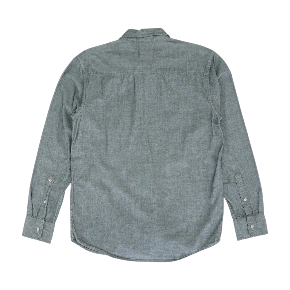 Gray Solid Long Sleeve Button Down