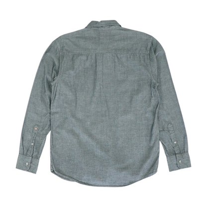 Gray Solid Long Sleeve Button Down